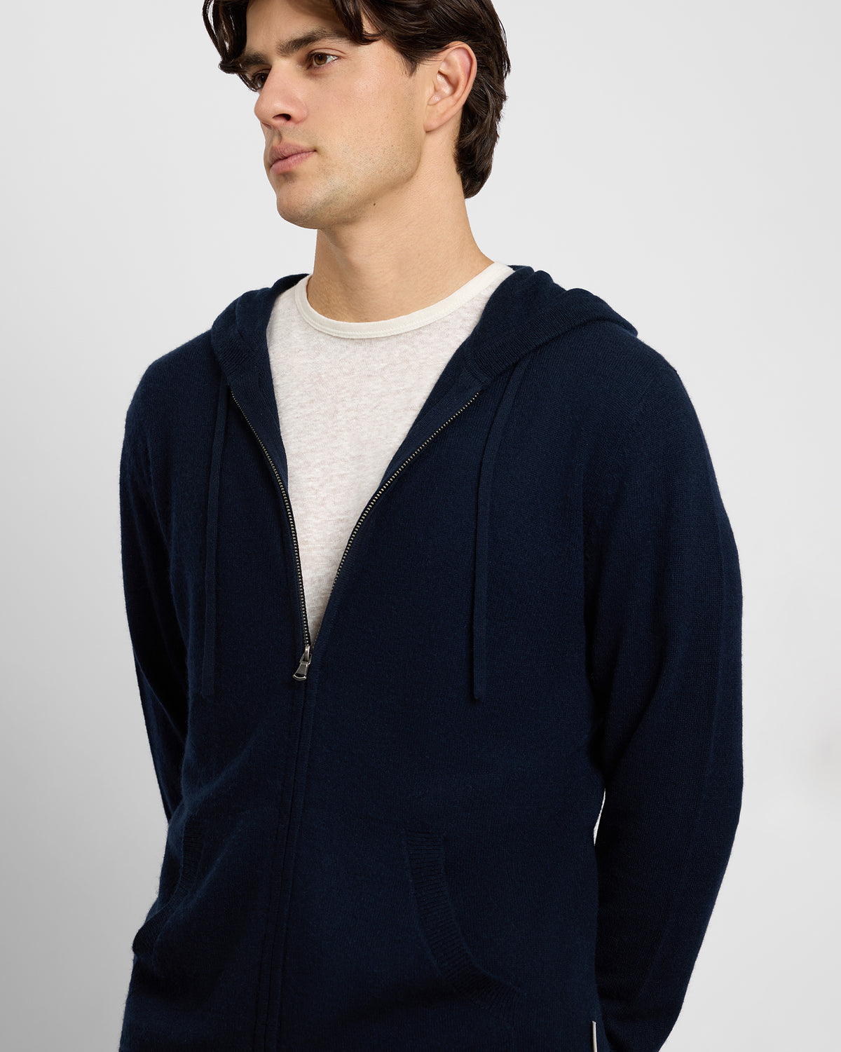 Midnight 100% Cashmere Hoodie Zip Up