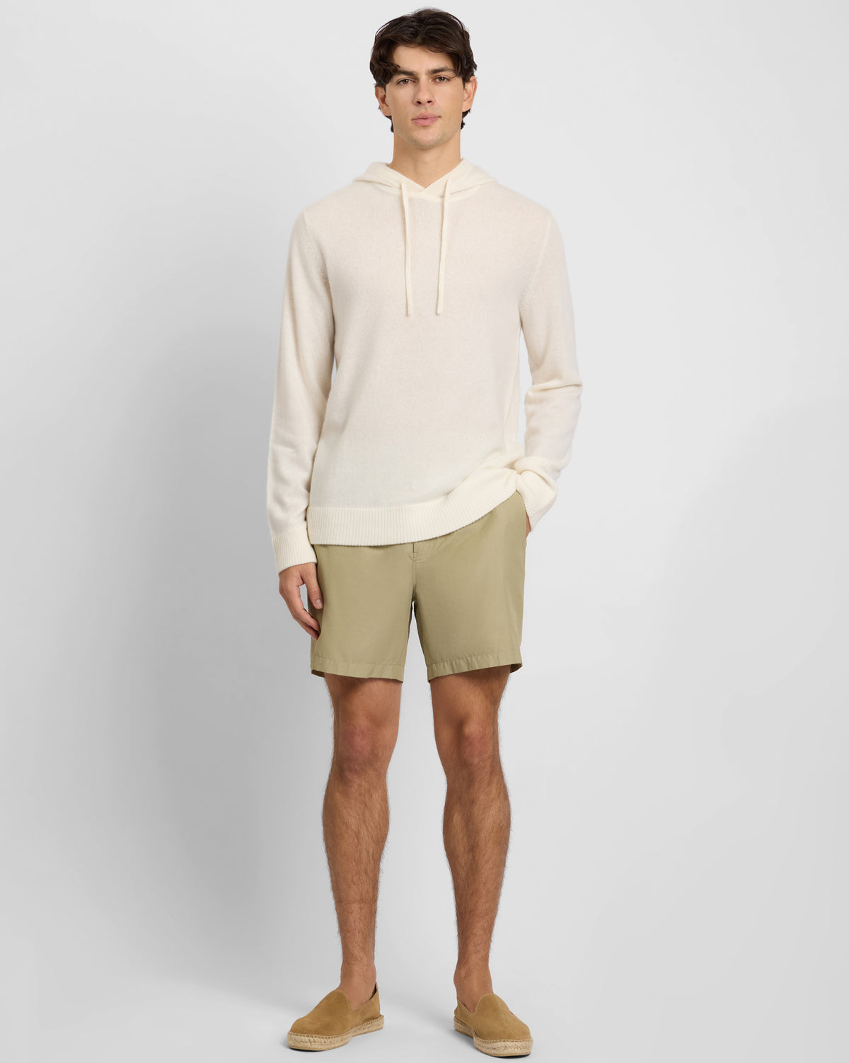 Egret 100% Cashmere Hooded Pullover