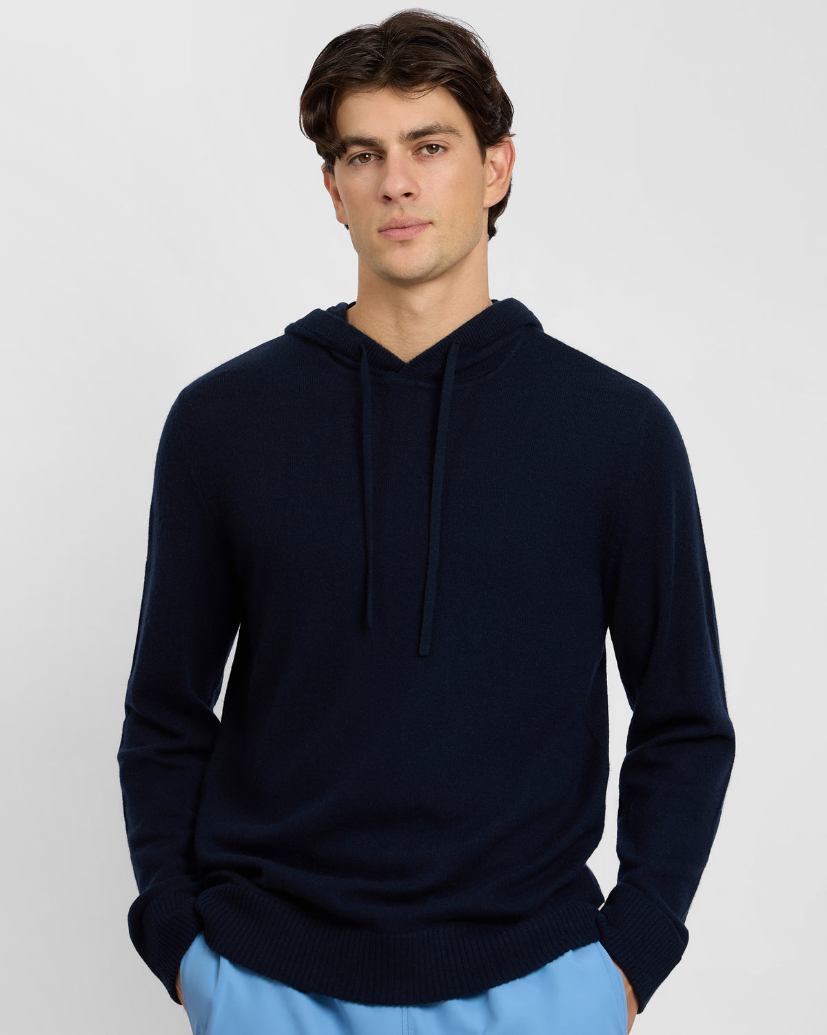 Midnight 100% Cashmere Hooded Pullover