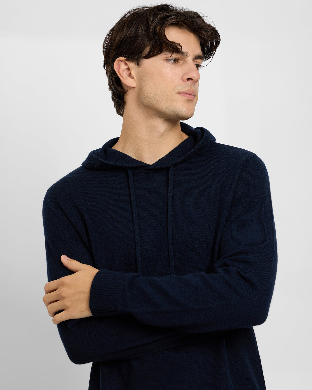 Midnight 100% Cashmere Hooded Pullover