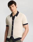 Linen Short Sleeve Button Up Sweater