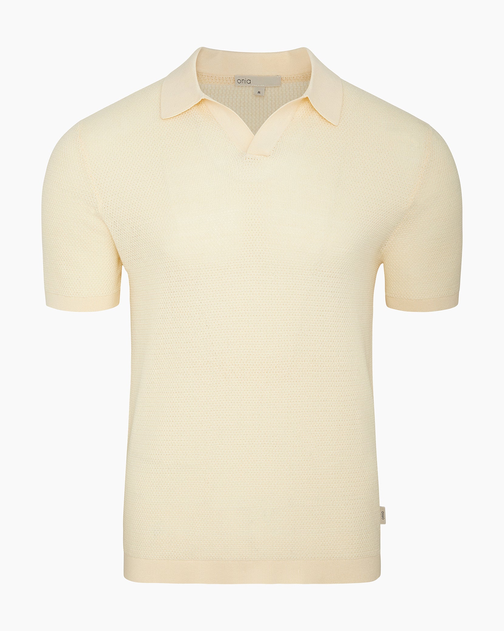 Cotton Textured Johnny Collar Polo