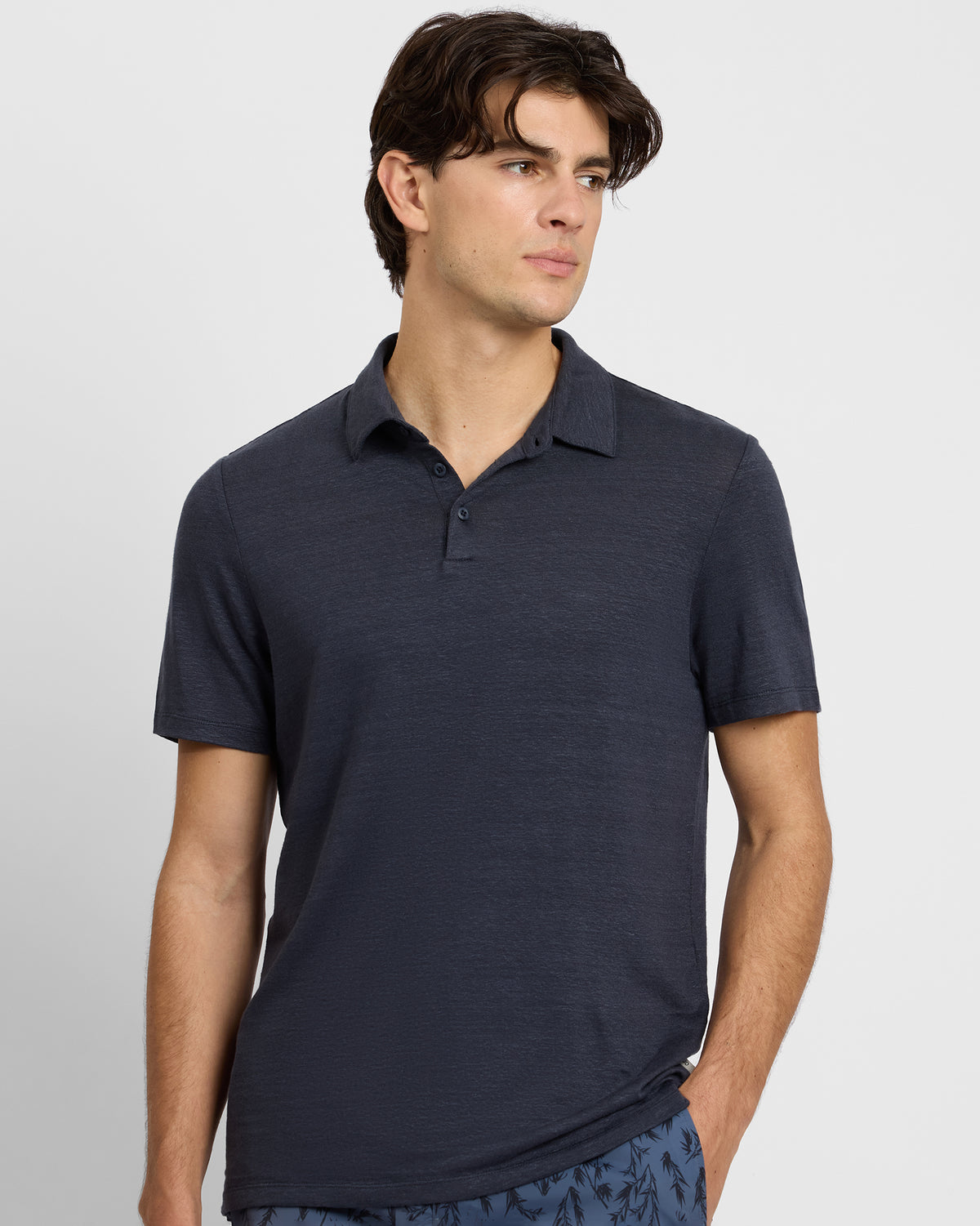 Stretch Linen Jersey Short Sleeve Polo