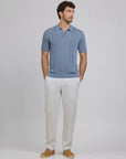 Silk Ribbed Knit Polo
